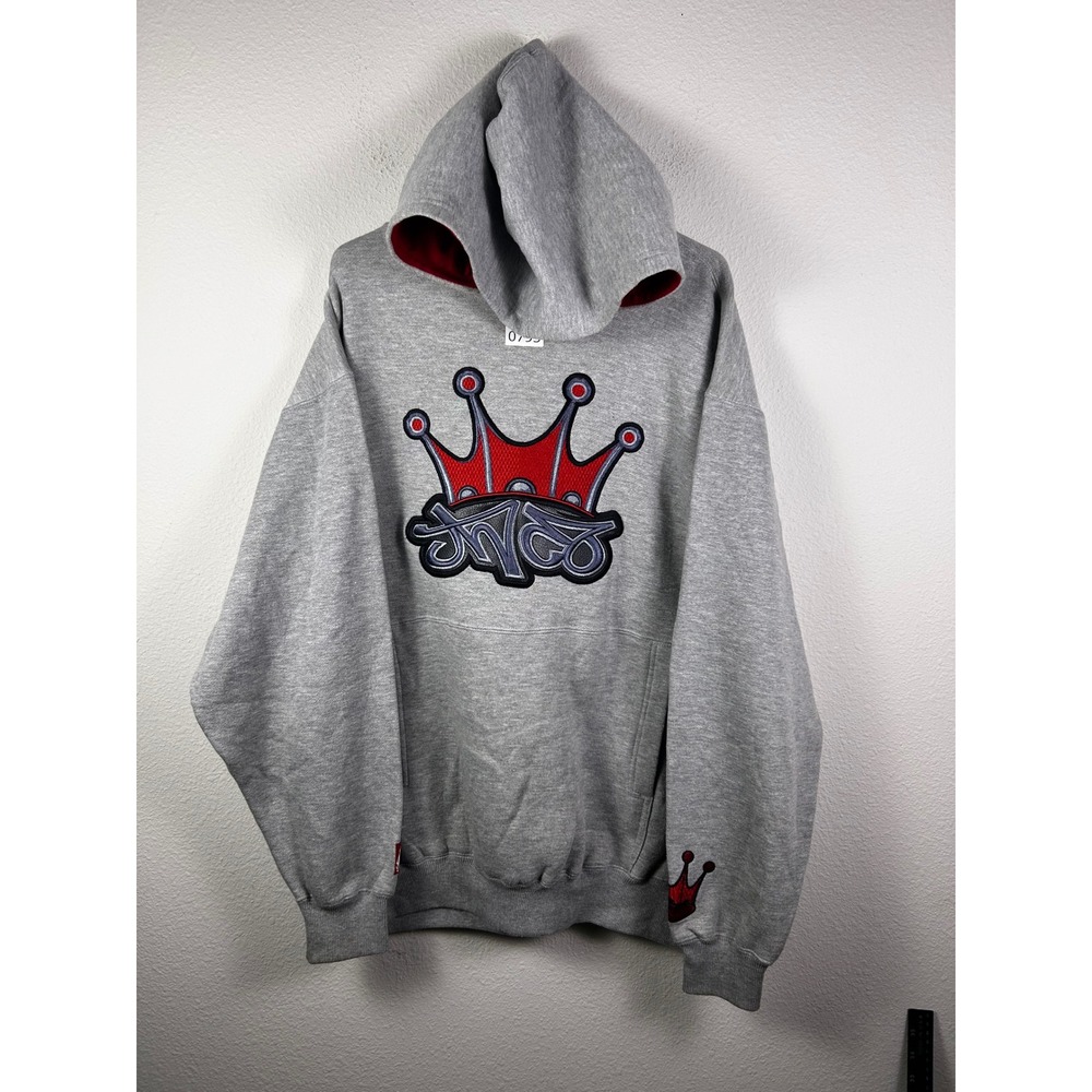 JNCO Jeans Mens Gray Crown Logo Pullover Hoodie L Protective Elements